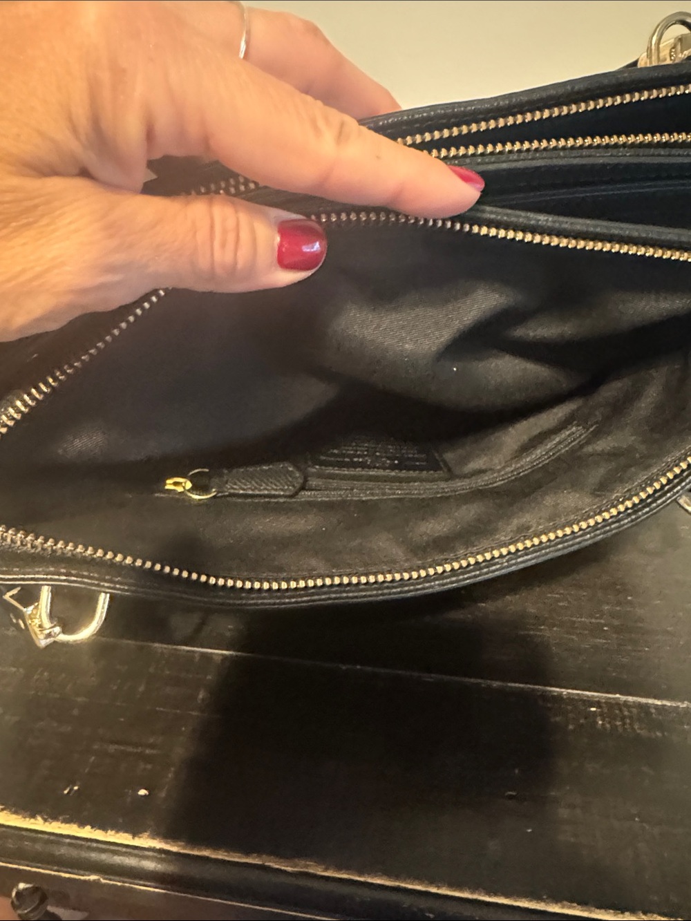 Coach Black Pebbled Leather Tote with Gold Hardware - Picture 6 of 8